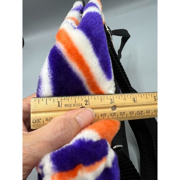 Union Jack Plush Backpack Zipper Pocket Small Pom Pom Key Ring Adjustable - Picture 13 of 16